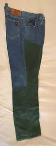 Browning Blue Jeans 34/36x32 Green Waxed Front Briarproof Brush Hunting Pants - Picture 1 of 14