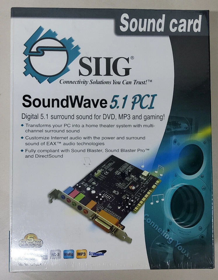NIB SIIG Sound Card IC-510012 SoundWave Digital Surround 5.1 PCI Sound Card - Image 1 of 4