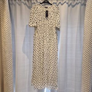 M&S Maxi Summer Dress Ivory With Slip Dress Size UK 14