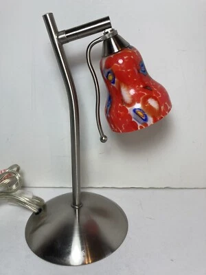 Modern Desk Lamp Adjustable Chrome Metal Glass Shade 10.75” Home Office Foto 1 de 4