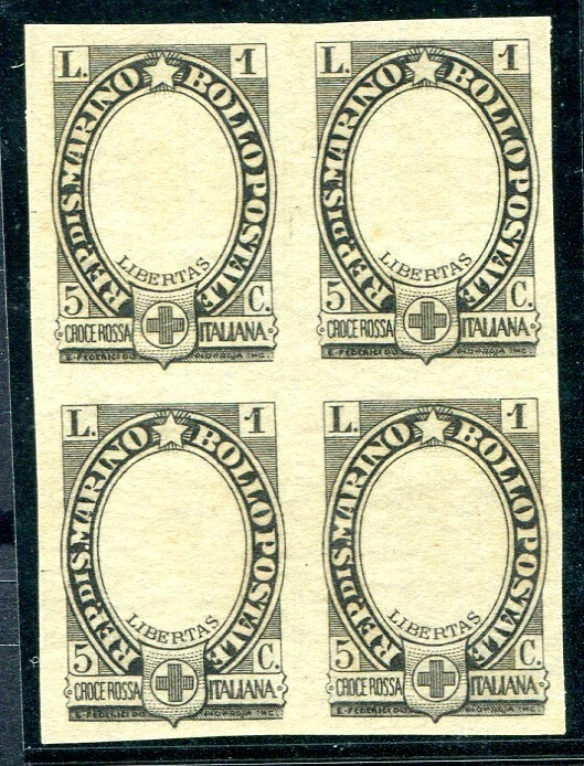 Red Cross Lire 1 Quarter Print Proof in Black - Image 1 of 1