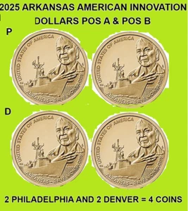 2025 P & D Pos A & B Arkansas American Innovation Dollar UNC 4 Coin Set -On Hand - Picture 1 of 1