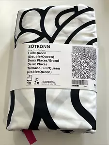 Ikea Sotronn Full/Queen Duvet Cover + 2 Pillowcases, white/black/patterned New - Picture 1 of 10