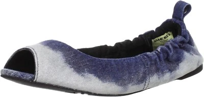 Diesel Mujer TIPPY Ballet Punta Plana Abierta Zapato Índigo/Plateado Denim EE. UU.-6 Euro-36 Foto 1 de 4