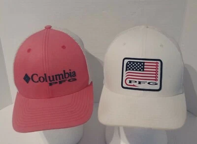 Columbia PFG Mens Mesh Back Hat Snapback L/XL Lot of 2 Distressed Fishing Flag - Image 1 of 4