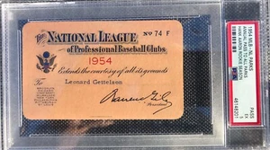 1954 Hank Aaron PSA Ticket Pass First HR/Debut/First Hit Milwaukee Braves Ex ⚾️ - Bild 1 von 4