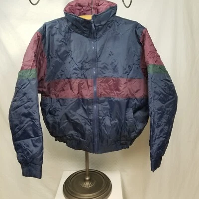 Vintage Cortina Navy Burgundy Color Block Men's Medium Waist Jacket Winter Coat - Image 1 of 4