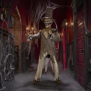 6.5 FT ANIMATED SOUL SLASHER LED EYES HALLOWEEN DECORATIONS IN HAND - Picture 1 of 5