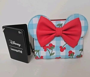 Loungefly Disney Minnie Mouse Gingham Cherry Mini Zip Bow Geldbörse  - Bild 1 von 10
