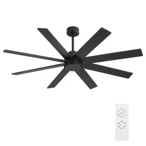 WINGBO 72" Large DC Ceiling Fans without Lights, 3 Downrods, 8 Plywood Blades... - Picture 1 of 8