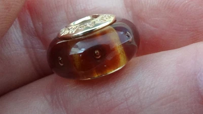 Pandora Oro 14k Marrón Místico Calla Murano Cristal Dije Foto 1 de 4