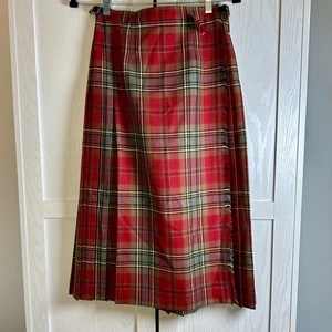Pitlochry karierter Woll-Plissee-Kilt-Midirock Schottenmuster schottisch Damengröße 10 - Bild 1 von 14