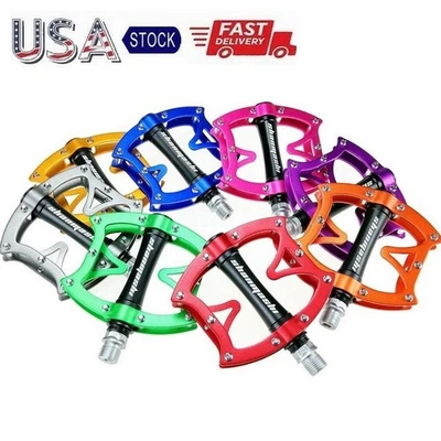 Aluminio Carretera MTB Bicicleta de Montaña XC Bicicleta Pedal BMX Pedales Planos Rodamientos 1 par Foto 1 de 4