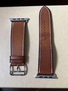Hermès Genuine Calf Leather Apple Watch Strap 44mm Series 6 with Adapter - Photo 1 sur 9