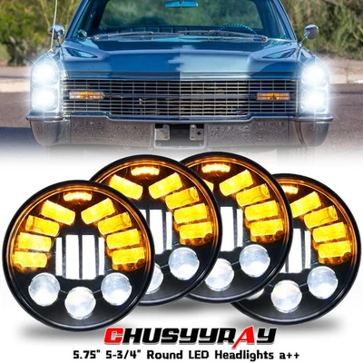 For Cadillac Calais 1965 1966 1967 1968 4PCS 5.75" Inch LED Headlights Chrome - Image 1 of 4