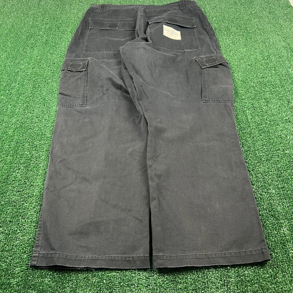 Pantalones cargo rectos holgados vintage naturales caquis para hombre 33x29" desteñidos negros Y2K Foto 1 de 4
