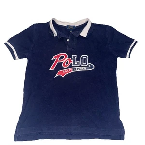 Polo Ralph Lauren Kinder Poloshirt Marineblau Kurzarm Kragen Oberteil Größe 7 - Bild 1 von 4
