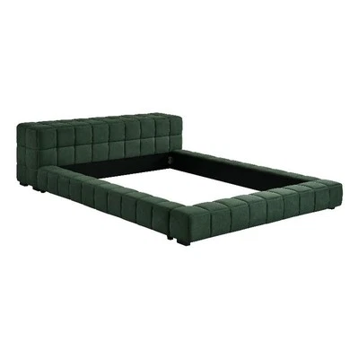 Cama con plataforma Coaster Trinity tapizada de tela queen en verde Foto 1 de 4