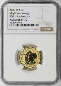 2020-W Mayflower Voyage $10 Gold Commemorative NGC Reverse PF70 - Picture 1 of 4