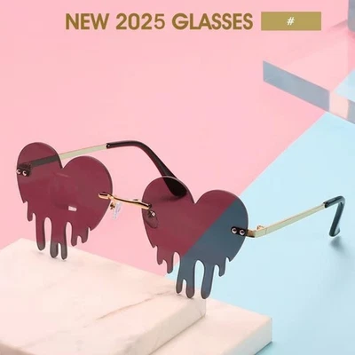 Stylish Melting Heart Sunglasses Rimless Eyeglasses For Vacation Everyday Wear - image 1 of 4
