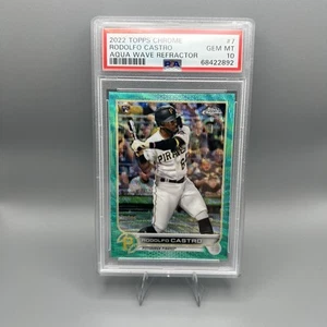 2022 Topps Chrome #7 Rodolfo Castro Aqua Wave Refractor /199 PSA 10 (POP 3) - Bild 1 von 2