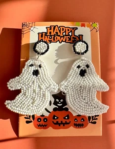 NEU Halloween Handarbeit Boho GEISTER Samen Perlen Ohrringe - Bild 1 von 3