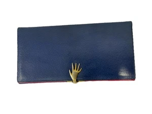 Auténtica billetera AS# Gucci vintage de cuero azul rojo con cierre a mano hecha en Italia - Imagen 1 de 9