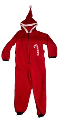 #Followme Red Candy Cane Fleece One Piece Pajamas Women’s Size M - Image 1 of 4