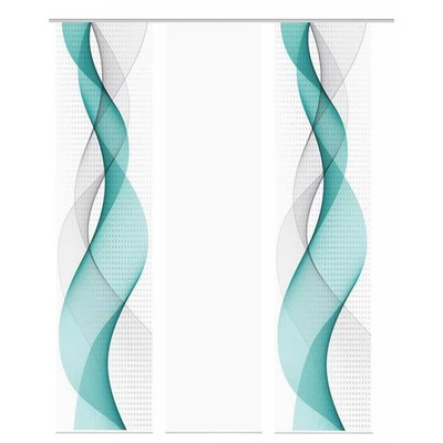 3-teiliges Schiebevorhang-Set OPALIA - türkis - je 60x245 cm - Bild 1 von 4