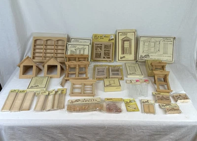 Houseworks Wood Dollhouse Miniature Doors Windows Shutters Bookcase 1:12 Lot - Image 1 of 4