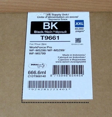 GENUINE EPSON T9661 Black cartridge ORIGINAL ink unit WF-M5298 WF-M5299 WF-M5799 - Image 1 of 3