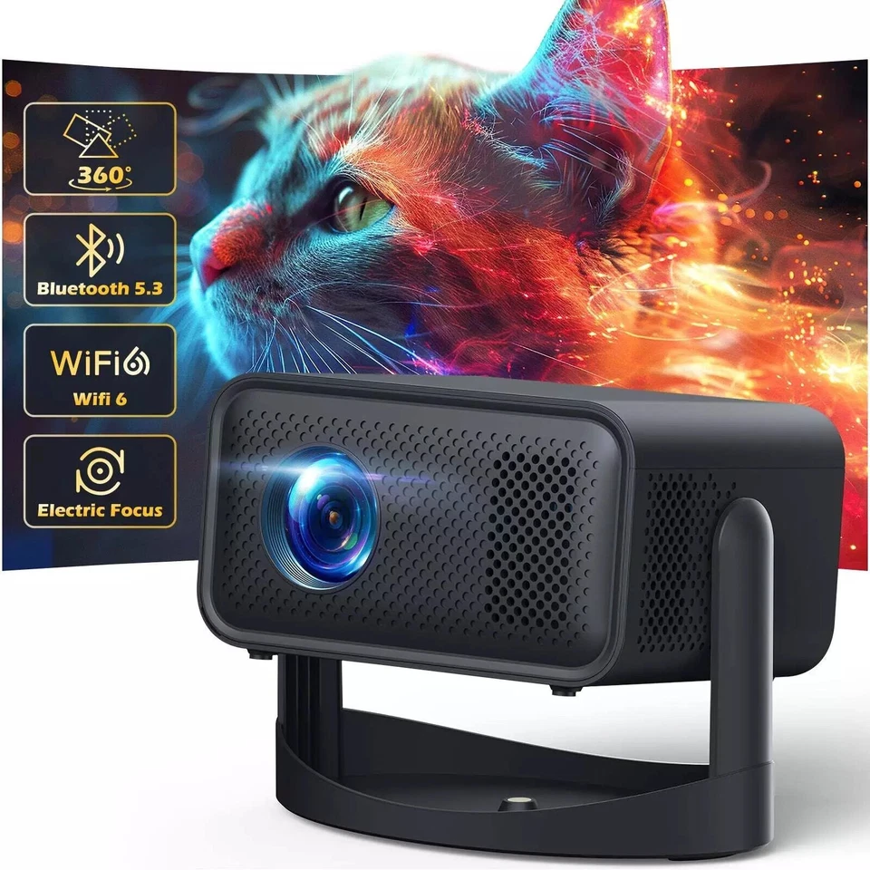 4K Projector 12000LMS 1080P 5G WiFi Bluetooth Video Home Theater Android & IOS - Image 1 of 4