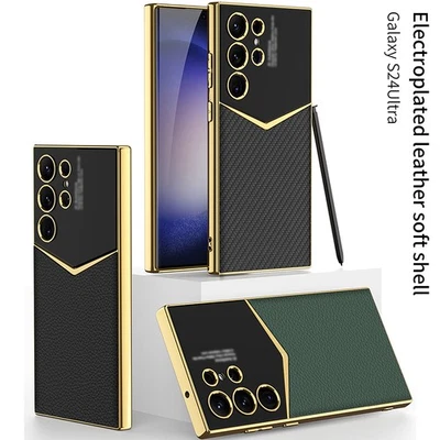 Phone Case For Samsung Galaxy S24 Ultra Shockproof Leather Electroplated Cover - Image 1 of 4
