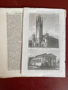 GRAVUR um 1831 KIRCHEN St MARY'S CHURCH HAGGERSTON RÖMISCH KATHOLISCH MOORFIELD - Bild 1 von 2