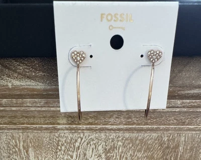 Pendientes de aro con corazón de diamantes de imitación fósiles Foto 1 de 4
