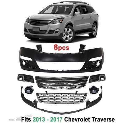 Front Bumper Cover Assembly Grille For 2013-2017 Chevy Traverse with Fog Lights - Image 1 of 4