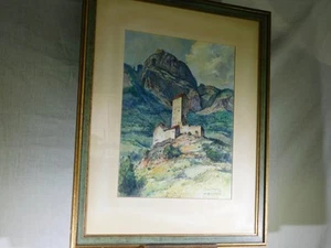Ramon Barnadas um 1952 Aquarell/Radierung Spanien Bergmission - Bild 1 von 10