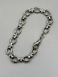 Vintage Sterlingsilber 925 klobig Designer Stil Herren Kreuz Rolo Armband 8" Italien - Bild 1 von 6