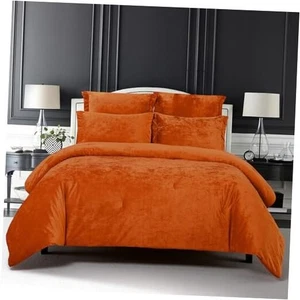  Samt-Bettdecken-Set im Used-Look, Samtgesicht im Used-Look und Queen Terrakotta - Bild 1 von 7