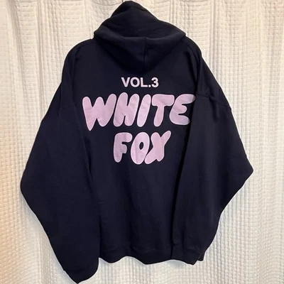 White Fox Vol 3 Hoodie Sweatshirt Women’s Size L/XL? Navy Puff Print Pullover - Image 1 of 3