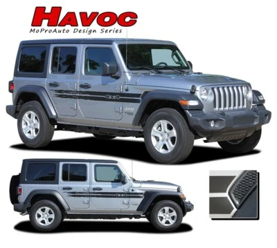 HAVOC For Jeep Wrangler JL Side Body Graphics Door Decal Stripe Kit 2018-2024 - Image 1 of 4
