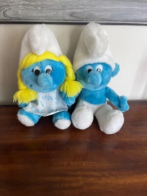 复古 1981 年蓝精灵和蓝精灵 Peyo Wallace Berrie & Co. 毛绒玩具 10 — 第 1/4 张图片