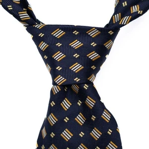 Luciano Barbera Mens Tie Heavyweight Silk Jacquard Blue Yellow Handmade in Italy - Picture 1 of 6