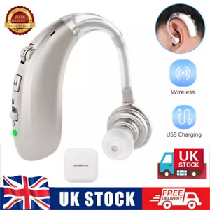 UK Digital Rechargeable Hearing Aid Adjustable Sound Voice Amplifier Behind Ear - Picture 1 of 12