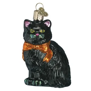 Old World Christmas or Halloween Glass Halloween Kitty Ornament with Tag (26033) - Picture 1 of 5
