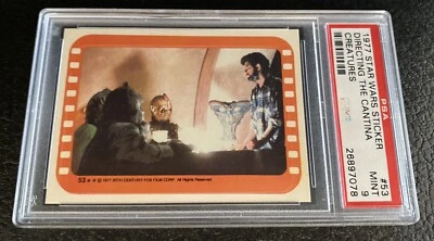 PSA 9 George Lucas Rookie Card 1977 Topps Star Wars Stickers 53 Directing Mint b - Image 1 of 3