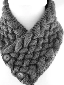 Neck Warmer In Diagonal Woven Cable Printed Knitting Pattern - Picture 1 of 5