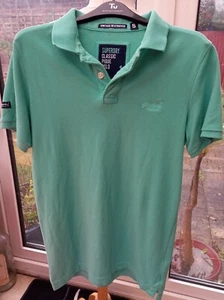 Superdry Classic Pique Polo Shirt Jade Green Size S - Picture 1 of 6