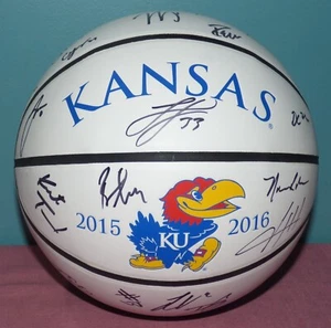 2015 - 2016 Kansas University KU Jayhawks Basketball Team Signed Ball - Picture 1 of 7