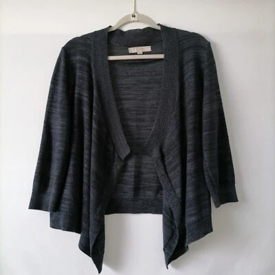 Suéter de Punto Recortado de Manga Abierta de Manga 3/4 para Mujer Ann Taylor Loft Azul Talla L Foto 1 de 4